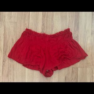 Free People Red Flowy Shorts